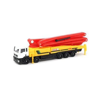 1/100 Scale Concrete Pump Truck Diecast Model Engineering Vehicle Car Toy Decor