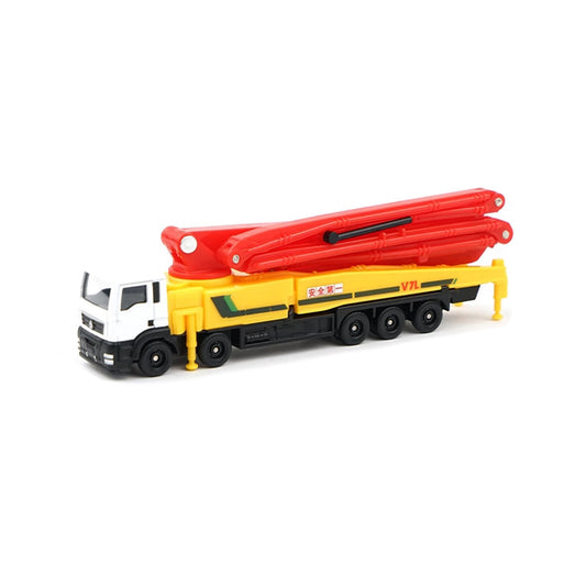 1/100 Scale Concrete Pump Truck Diecast Model Engineering Vehicle Car Toy Decor