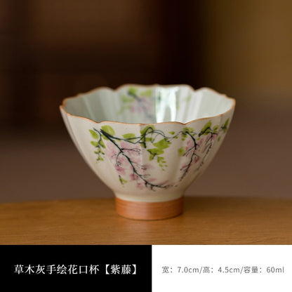 60ML Exquisite Hand-painted Wood Ash Kung Fu Tea Cup Ceramic Tea Cup Tea Set