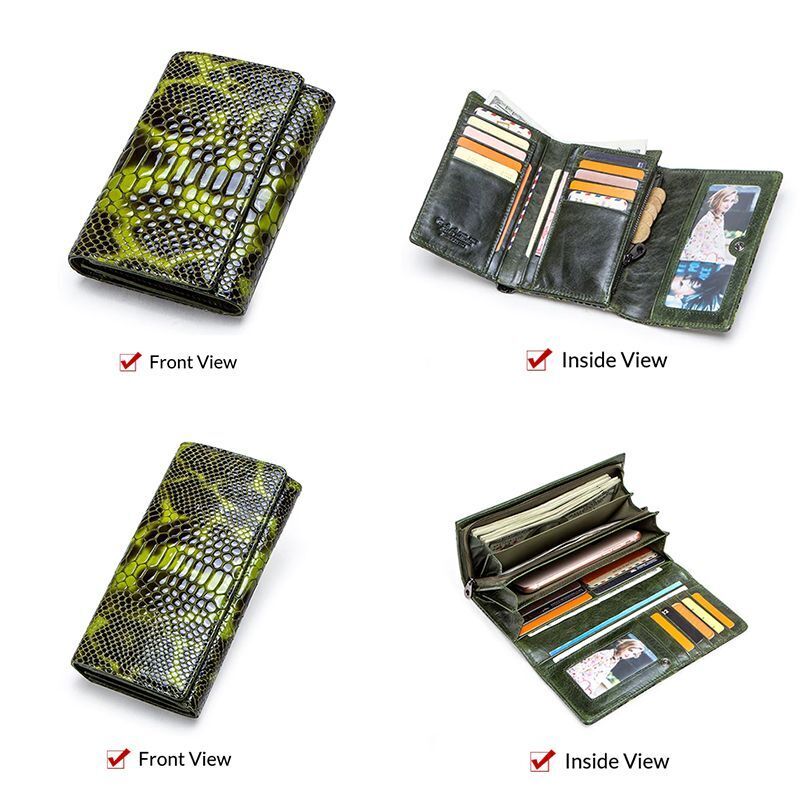 Coin Purse Genuine Leather Long Wallet Serpentine Design Phone Clutch Money Bags
