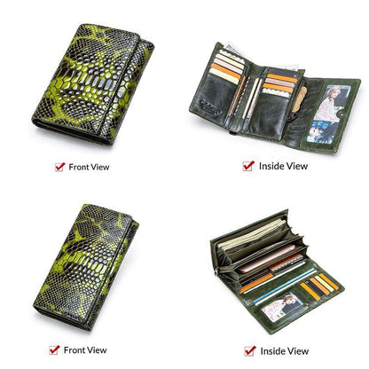 Coin Purse Genuine Leather Long Wallet Serpentine Design Phone Clutch Money Bags