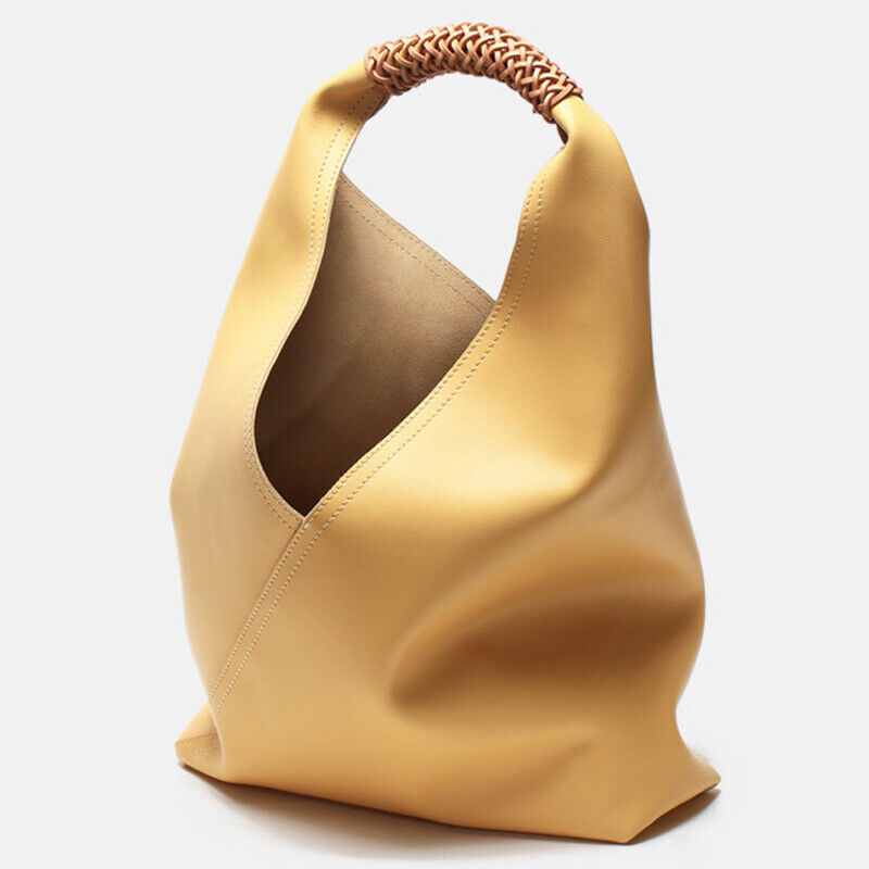 100% Genuine Leather Women's Designer Tote Underarm Bag Handbag Bucket Woven Bag