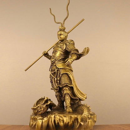 15'' Purple Bronze Gold Monkey King Dragon Sun Wukong Statue