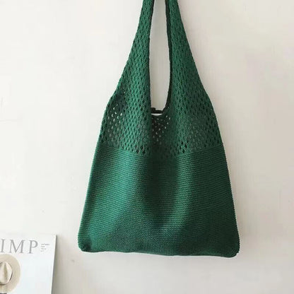 Crochet Braided Knitted Handbags Large Capacity Totes Hollow Woven Shoulder Bag