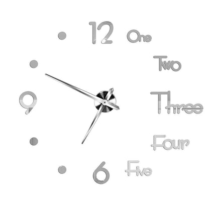 DIY Wall Clocks Acrylic Mirror Large 3D Frameless Home Living Room Decor 37-47In