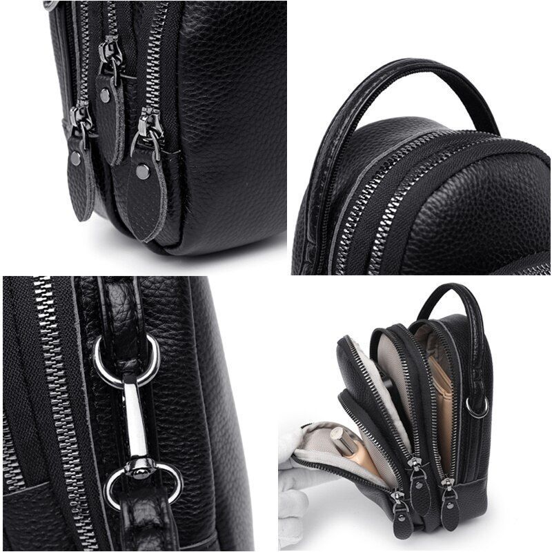 Soft Cowhide Bag 3 Layers Handbag Fashion Genuine Leather Shoulder Crossbody Bag
