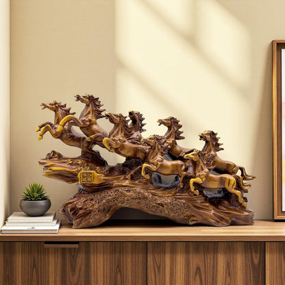 Resin Feng Shui Horses Statue - Running Horse Figurine Decor for Wealth Luck