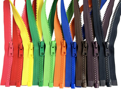 5Pcs Chunky Zip Open End Separating Zipper for Sewing Jacket Coats Plastic Teeth