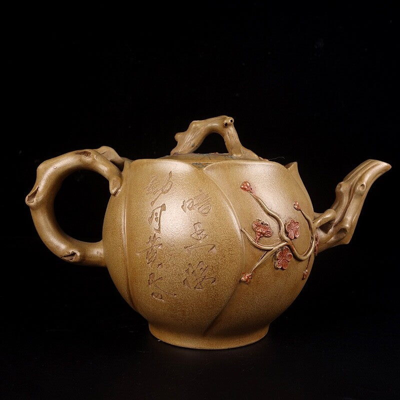China old Yixing Clay Teapot Handcarved Red plum pots Purple sand Teapot