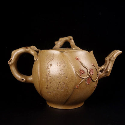 China old Yixing Clay Teapot Handcarved Red plum pots Purple sand Teapot