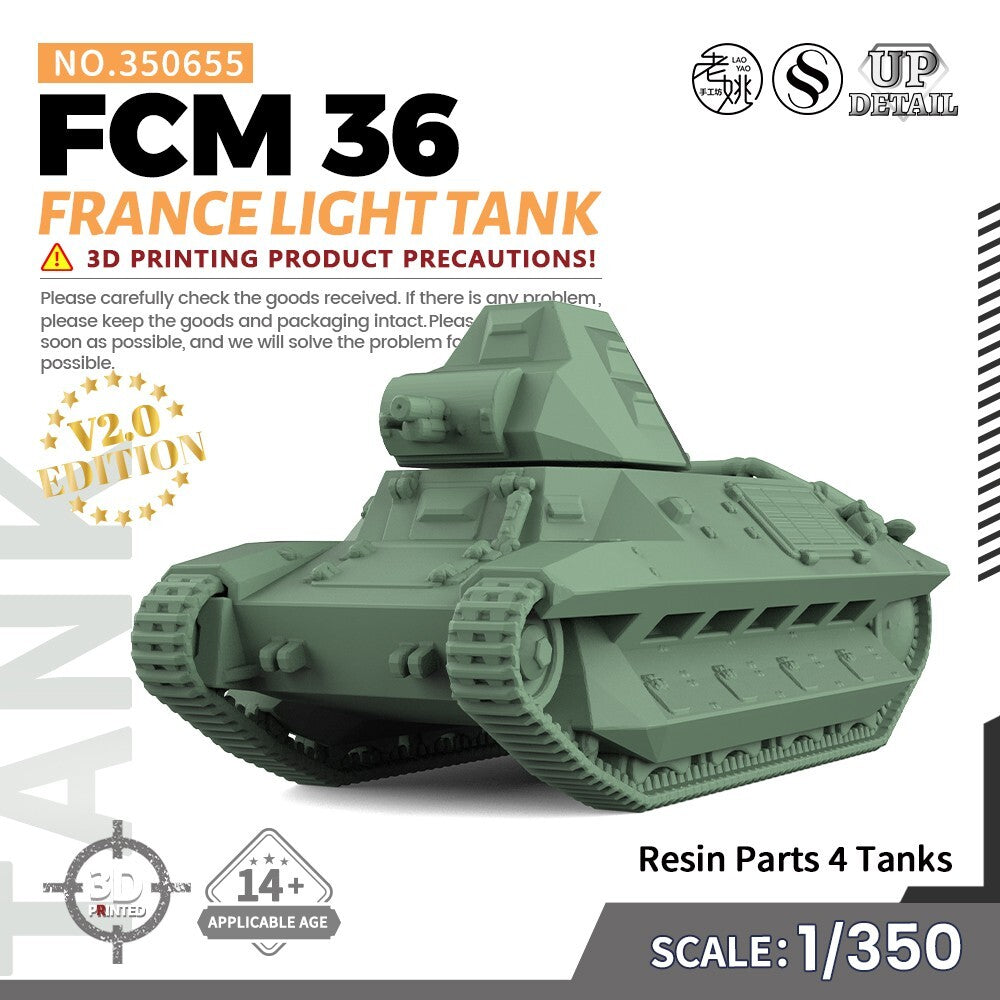 SSMODEL SS350655 1/350 Military Model Kit France FCM 36 Light Tank