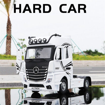 1:36 Benz Container Trailer Truck Head Diecast Model Car Transport Vehicle Toys