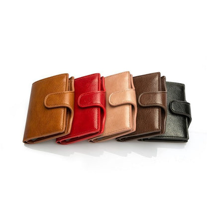 Wallet Purse Anti-theft Card Holder Metal Case Vintage Money Bags Leather Hasp