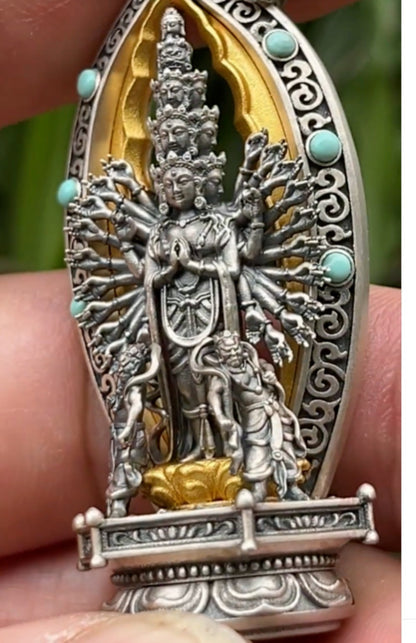 Guanyin Pendant Necklace Chinese Vintage Style Buddhist Amulet Fashion Jewelry
