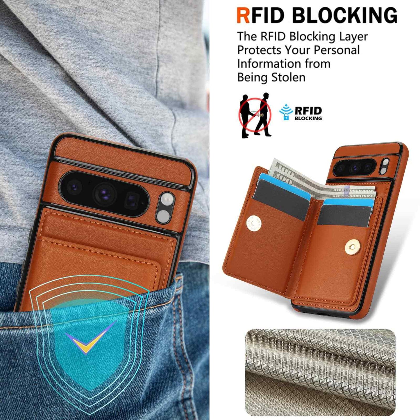 Wallet Case with Rotation Ring for Google Pixel 9 Pro XL/ 9 Pro/ 8 Pro/ 8A/ 6A