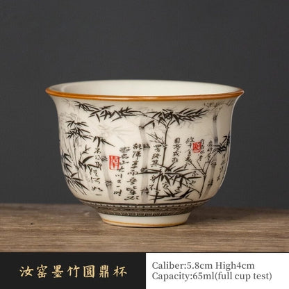 Bamboo Chinese Tea Cup Master Cup Ru Yao Ceramic Opening Teacup Flowers Teaware