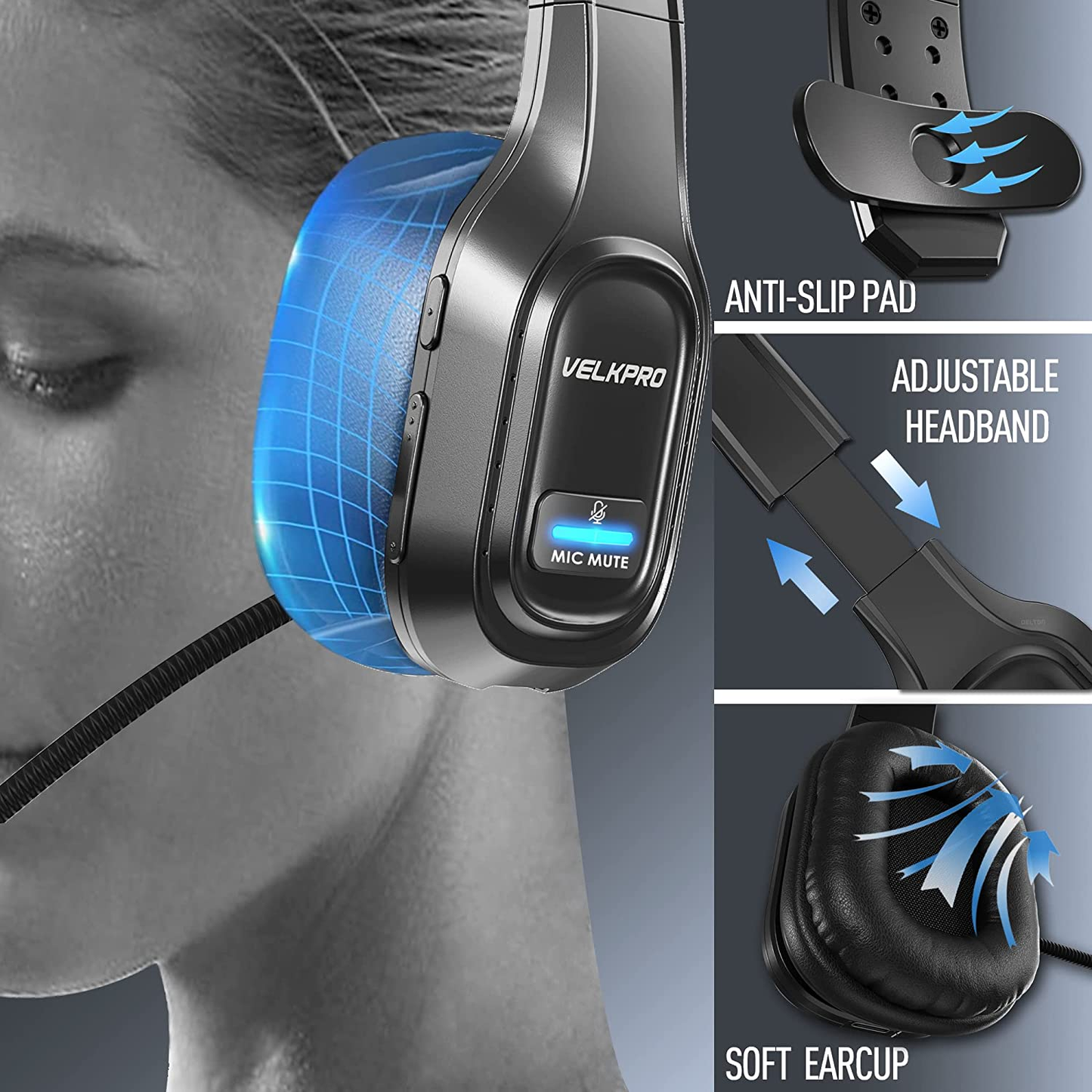 Wireless Headphone Blue Parrot Headset Bluetooth Truck Driver Noise Cancelling