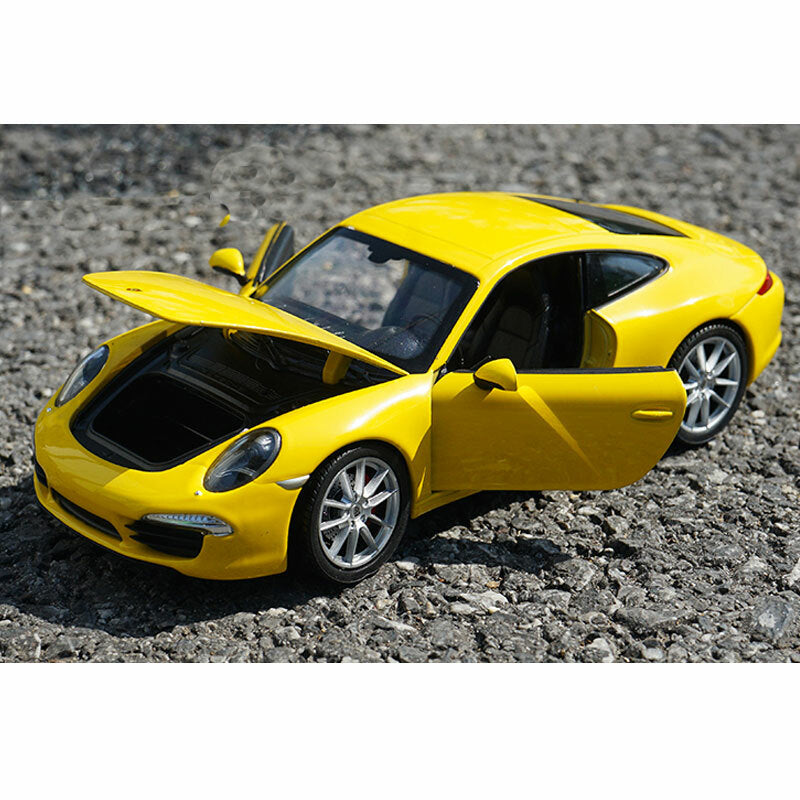1/24 Scale Porsche 911 Carrera S Model Car Diecast Collection for Mens Yellow