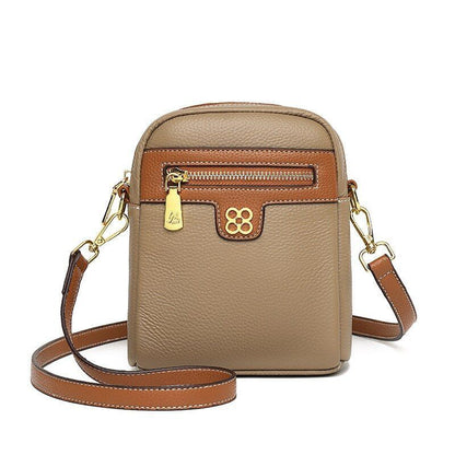 Fashion Messenger Handbag Genuine Leather Tote Shoulder Bags Black 15.5*19*7 CM