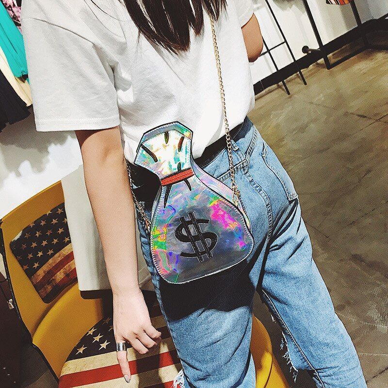 Synthetic Leather Messenger Bag Cartoon Shoulder Purse Fashion Chain Shell Purse