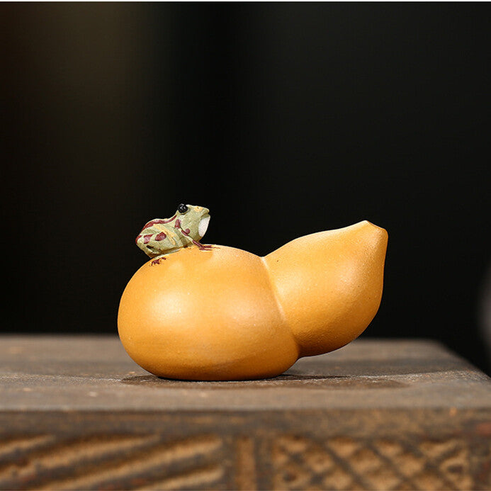 Gourd Frog Statue Tea Pet Yixing Zisha Clay Tea Play Home Table Decoration Funny