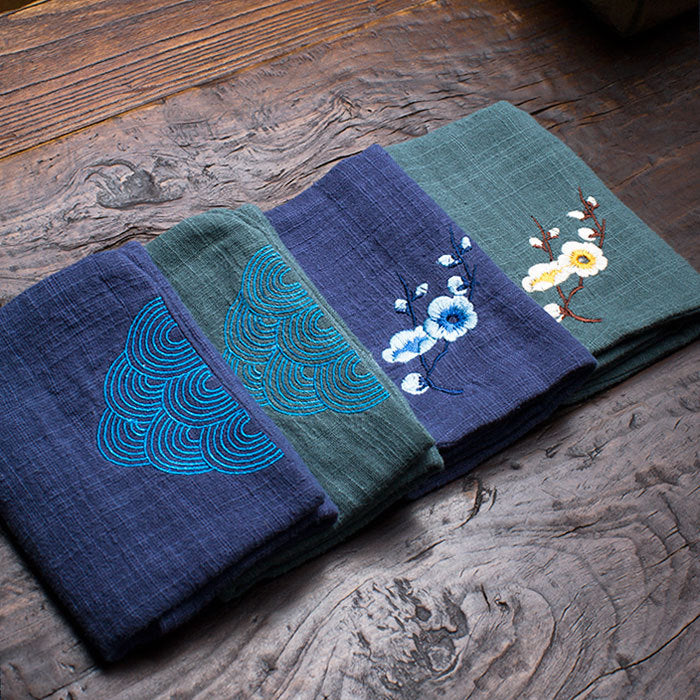 Tea Towel Cotton Yarn Absorbent Towel Tea Accessories Embroidered Double Layers