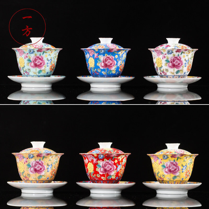 160ml Chinese Jingdezhen Porcelain Gaiwan Tureen Tea Cup Bowl Kung Fu Tea Set