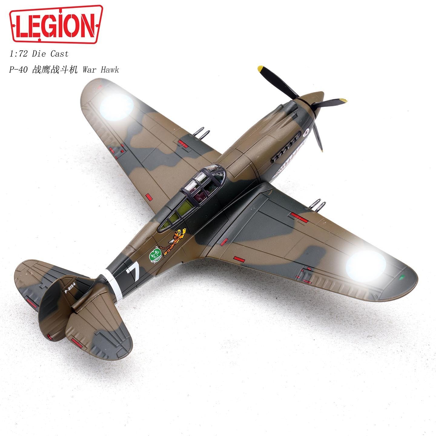 1:72 LEGION P-40C(Hawk 81A-2) #7 Fighter Plane Diecast Military Aircraft Model