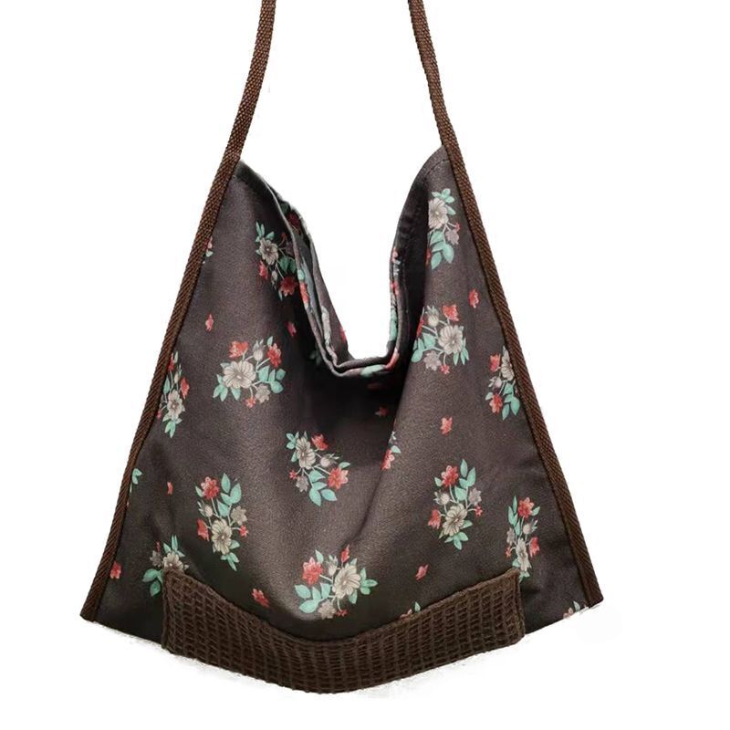Fashion Cotton Soft Cloth Boho Chic Floral Slouchy Hobo Bag Shoulder Handbag 1PC