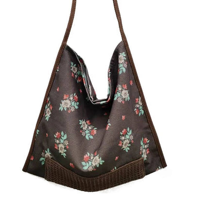 Fashion Cotton Soft Cloth Boho Chic Floral Slouchy Hobo Bag Shoulder Handbag 1PC