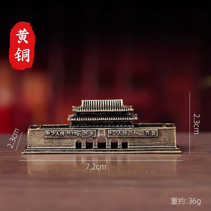 Brass Tiananmen Tower Model Retro Micro Landscape Desktop Ornament