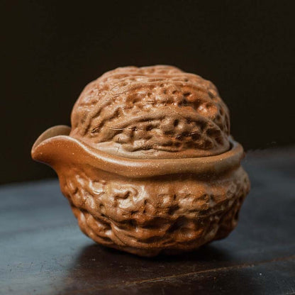 Handmade Tea Pot Cup Yixing Zisha Duan Clay Walnut Design Health Care Tea Set