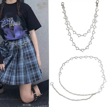Women Belt Classic Love Heart Hollow Waist Chain Pants Trendy Hip Hop Waistbands