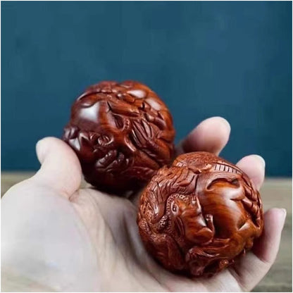 1pc 4.8cm Rosewood Chinese Zodiac Health Ball Massaging Ball Carving Ornaments