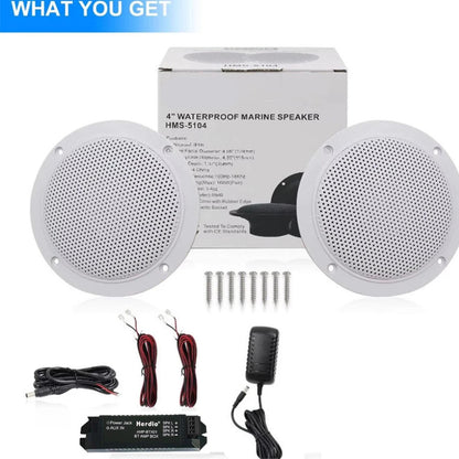 2PCS 4 Inch Ceiling Bluetooth Speaker Kit Water Resistant 160W Marine Speakers