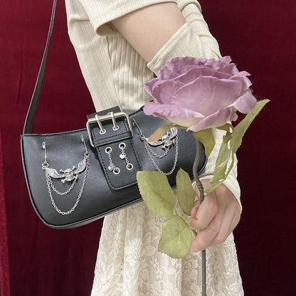 Gothic Chains Bag Fashion Punk E Girl Shoulder Bags Shopper Purse 22*11*5.5 CM