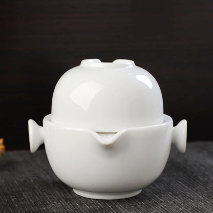 Convenient Teapot Tea Cup Porcelain Teacup Glazed Travel Tea Set Kuaike Cups