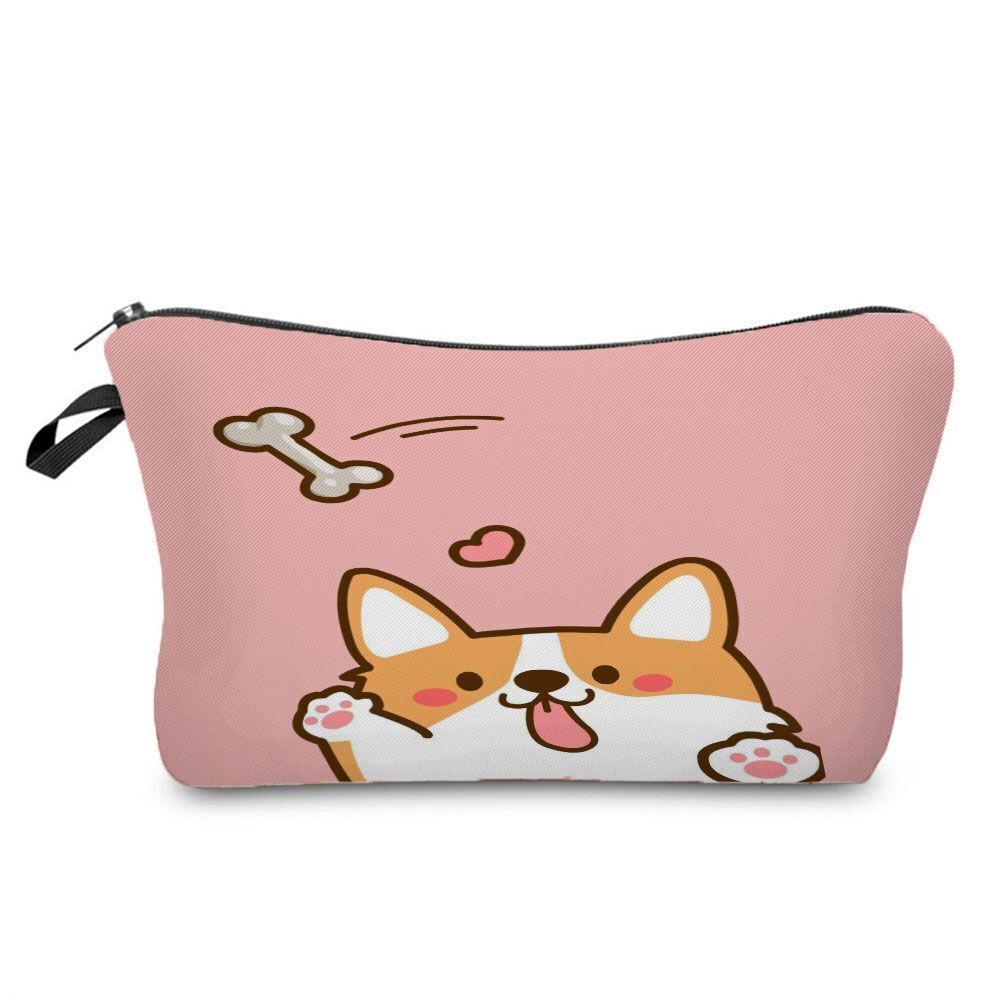 Cute Printed Cosmetic Bags Travel Storage Pouch Reusable Makeup Purse Polyester