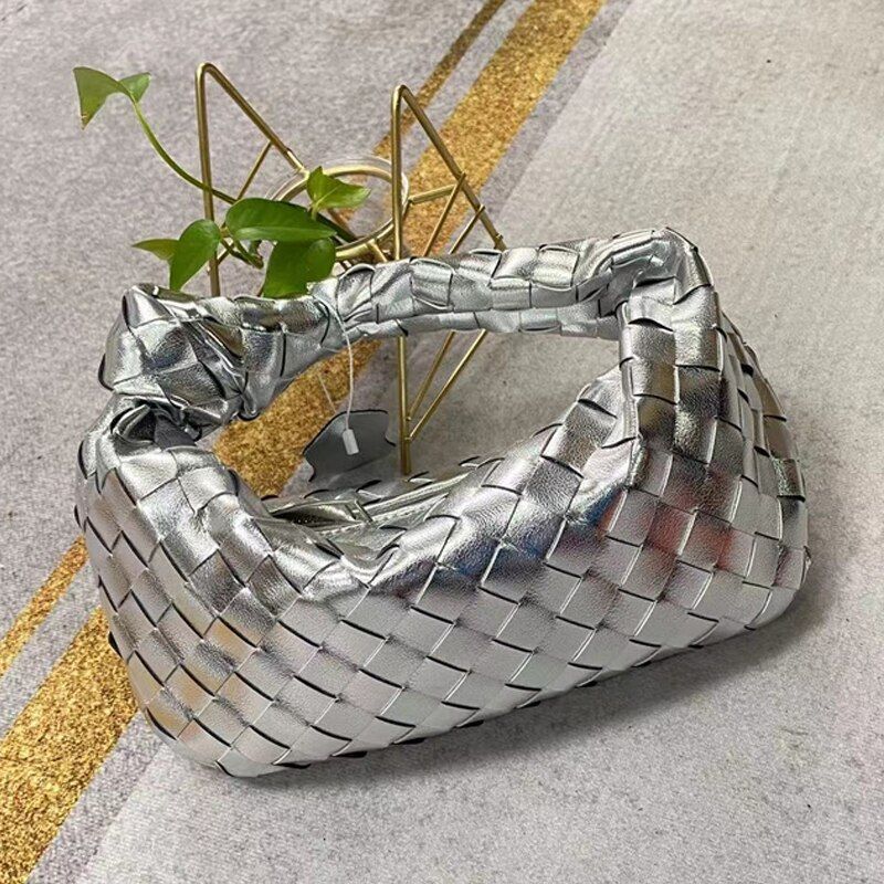 Cow Split Leather Knot Bag Weave Handmade Sling 27X13X16cm Polyester Accessories