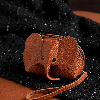 Women PU Leather Elephant Shape Wallet Zipper Coin Mini Purse Key Kard Bag