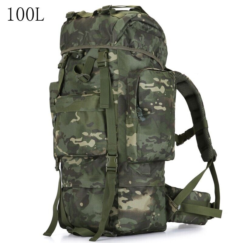 100L Military Tactical Backpack Large Capacity Waterproof Travel Bag Rain Cover