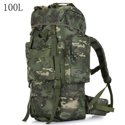 100L Military Tactical Backpack Large Capacity Waterproof Travel Bag Rain Cover