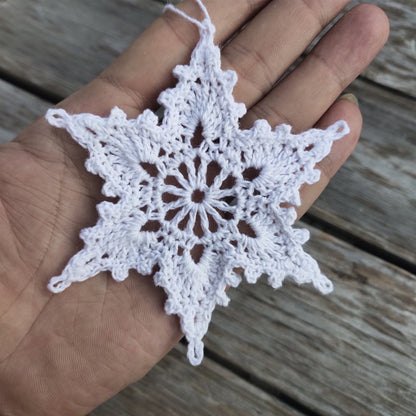 Home Garden Crochet Christmas Tree Baubles Ornaments 1Set Of 10 white snowflake