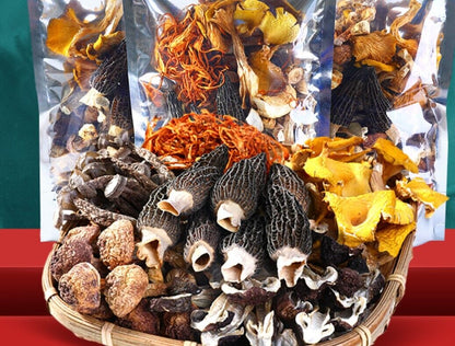 Dried Mushroom Fungus Soup Material 虫草花 羊肚菌/姬松茸/鸡油菌/雪山松茸 No red dates Goji berry