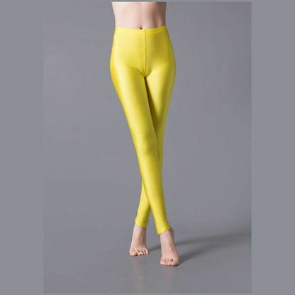 Women Leggings Solid Fluorescent Shiny Pant Spandex Shinny Elasticity Trousers