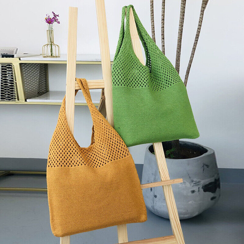 Simple Handbag Women's Knitted Shoulder Bag Large Capacity Tote Beach Bag