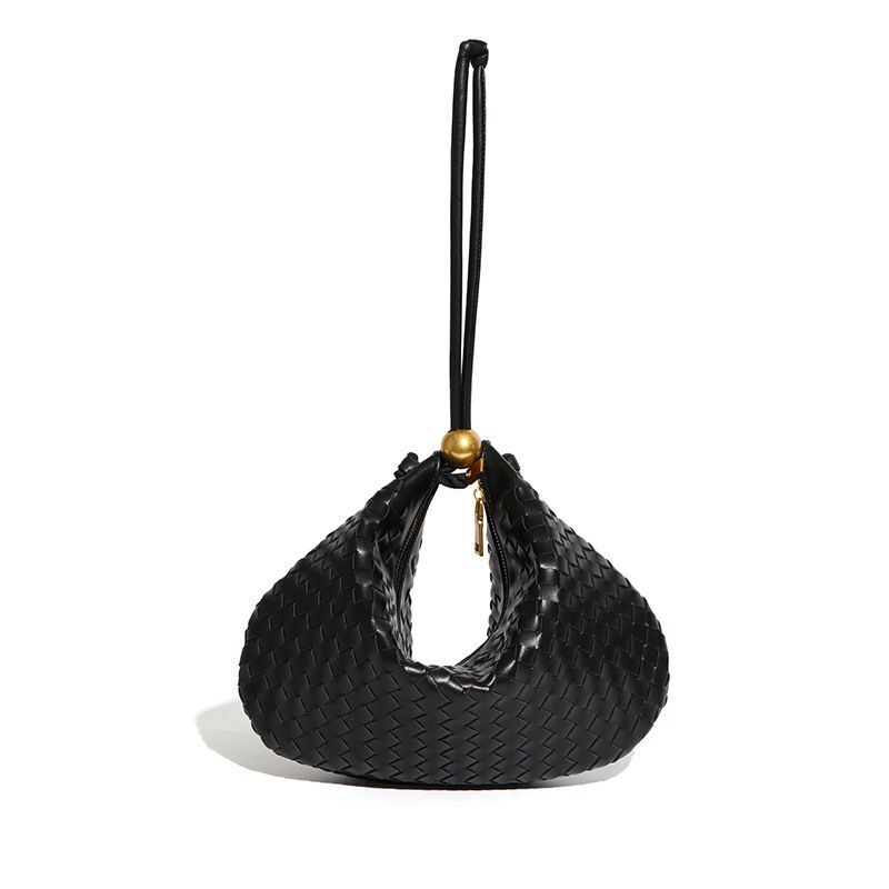 Woven Tote Handbag Soft Synthetic Leather Weave Purse Wrist Bags Shoulder Purse