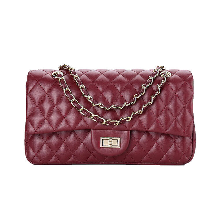 Quilted Lambskin Leather Double Flap Chain Shoulder bag Small Purse Crossbody