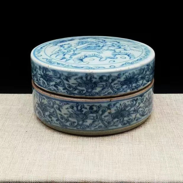 Exquisite Chinese Porcelain Blue and White Porcelain Figure Pattern Ink Box