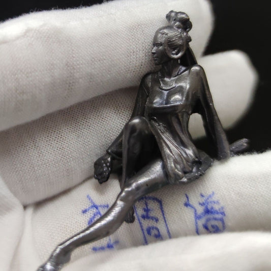 Black Old Brass Chinese Classical Beauty Doll Model Statue Home Car Ornament